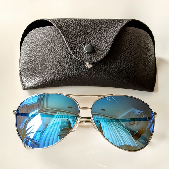 COLE HAAN Polarized 61mm Aviator Sunglasses In Blue Flash - Picture 2 of 6